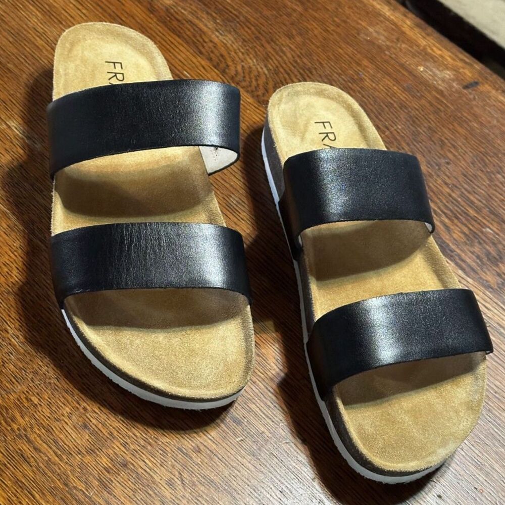 FRANKiE4 Maria Black Leather Slide Sandals Women’s Size 9.5 Podiatrist Designed